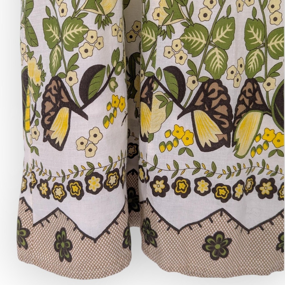 Retro Skirt Womens Medium Yellow‎ Floral Butterfly Boho Cotton Dainty Bloomcore - Picture 3 of 11